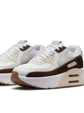 Women Nike Air Max 90 LV8 "White/Baroque Brown/Light Orewood Brown Sneakers